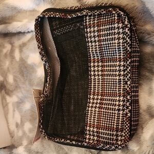 Black and White Toiletry Bag with Textured Design